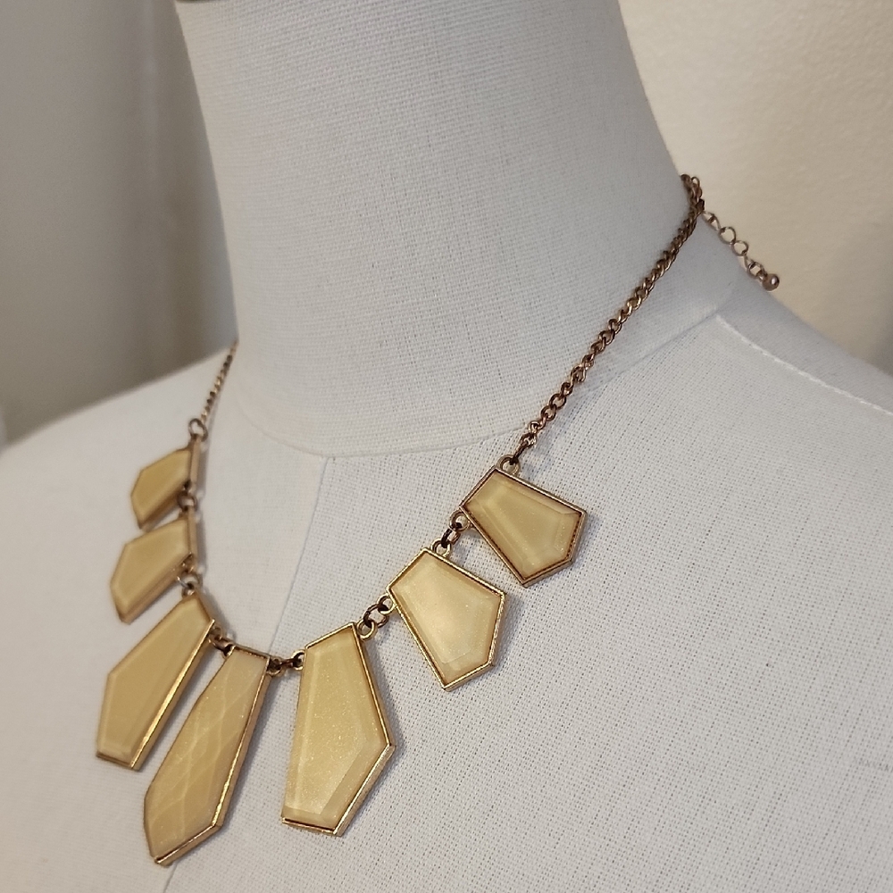Cream Geometric Statement Necklace - image 2